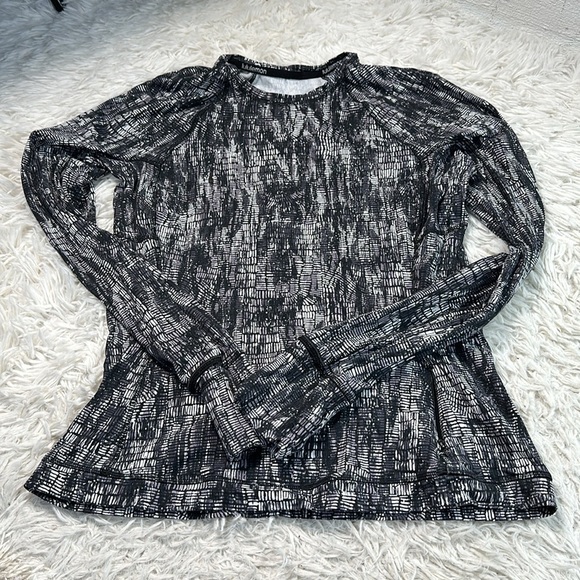 Lululemon Its Rulu Run Long Sleeve Shirt Lino Slide Alpine White Black - Picture 1 of 5